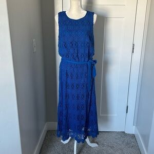 Lands End Blue Eyelet Lace Dress